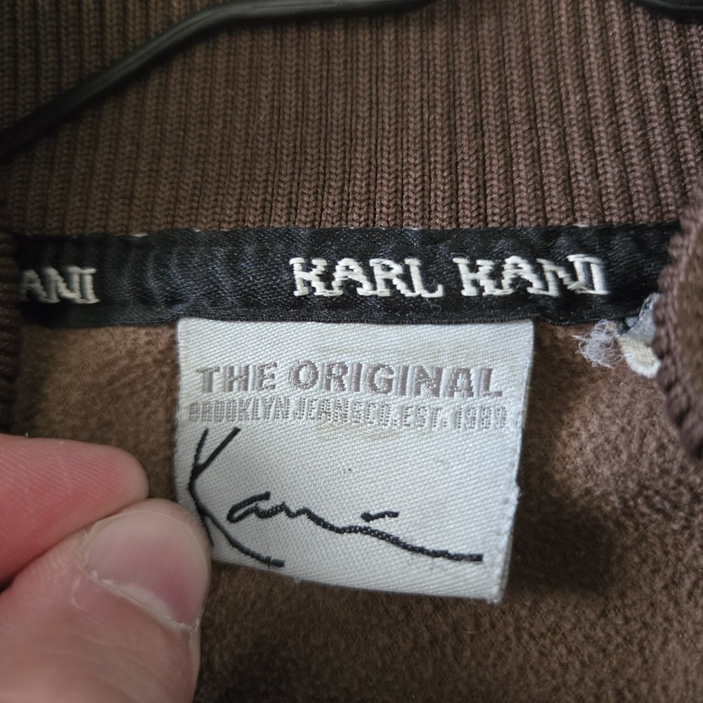 Vintage Karl Kani Track Jacket Brown Blue Grid Check Pattern Size L Large Y2K... - Picture 8 of 11